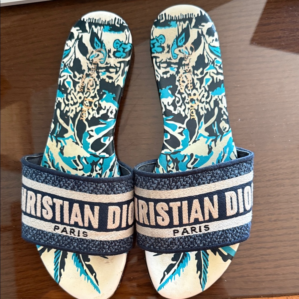 Dior Blue and Cream Sandals